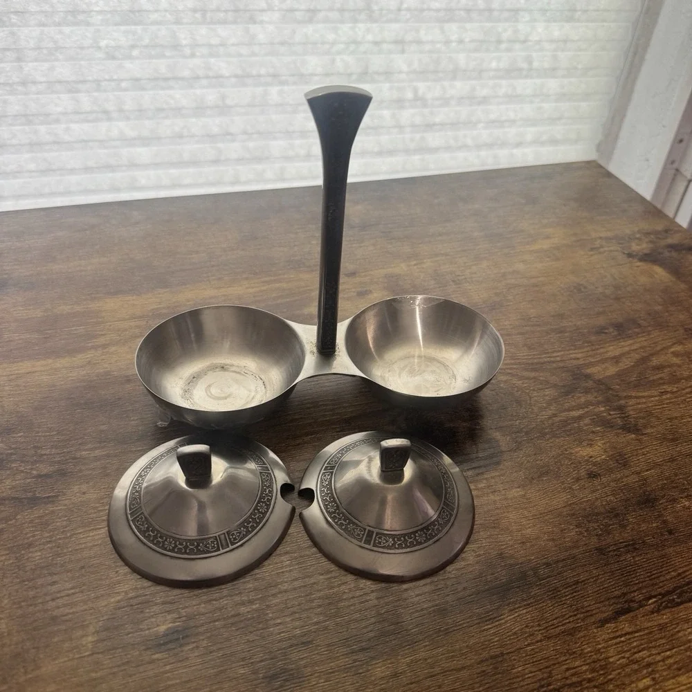Vintage 1969 Cordova 18-8 Stainless‎ Steel Salt Pepper / Condiment Set